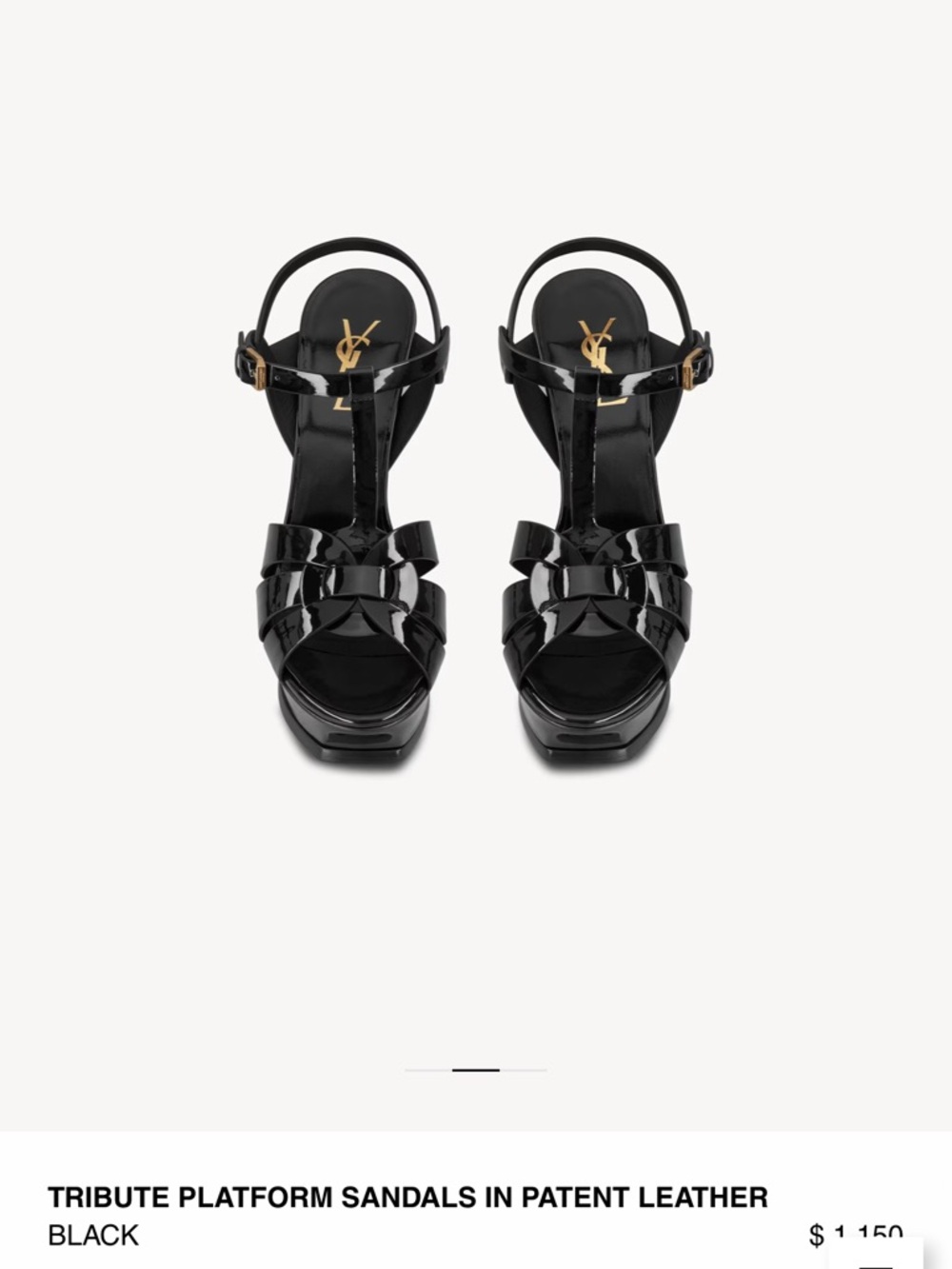 Saint Laurent Black Patent Leather Tribute Platform Sandals